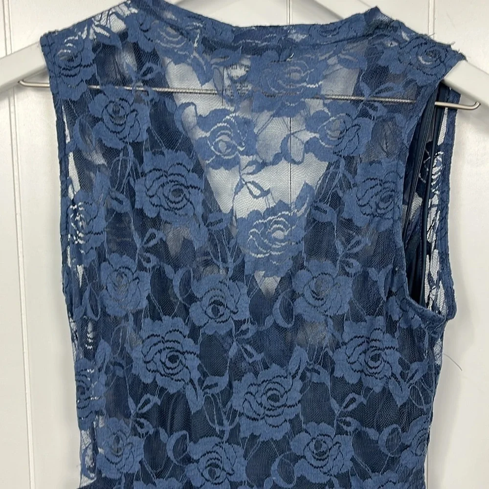 American Rag Cie Womens Dress S Navy Blue Lace Overlay Slip Liner Sleeveless EUC - Picture 8 of 12